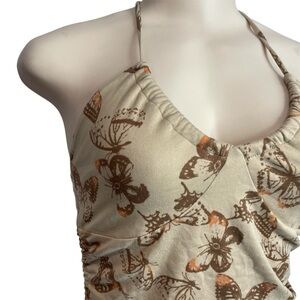 Tan Brown Butterfly Halter Top